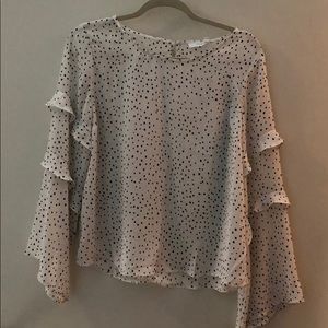 Lush Dalmatian print ruffle shirt